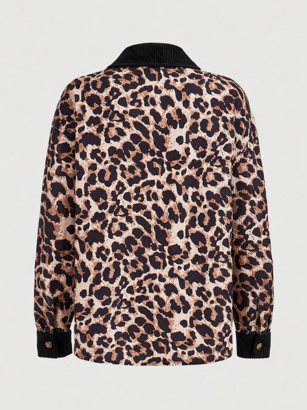 Leopard Collared Neck Button Up Shacket, image 7