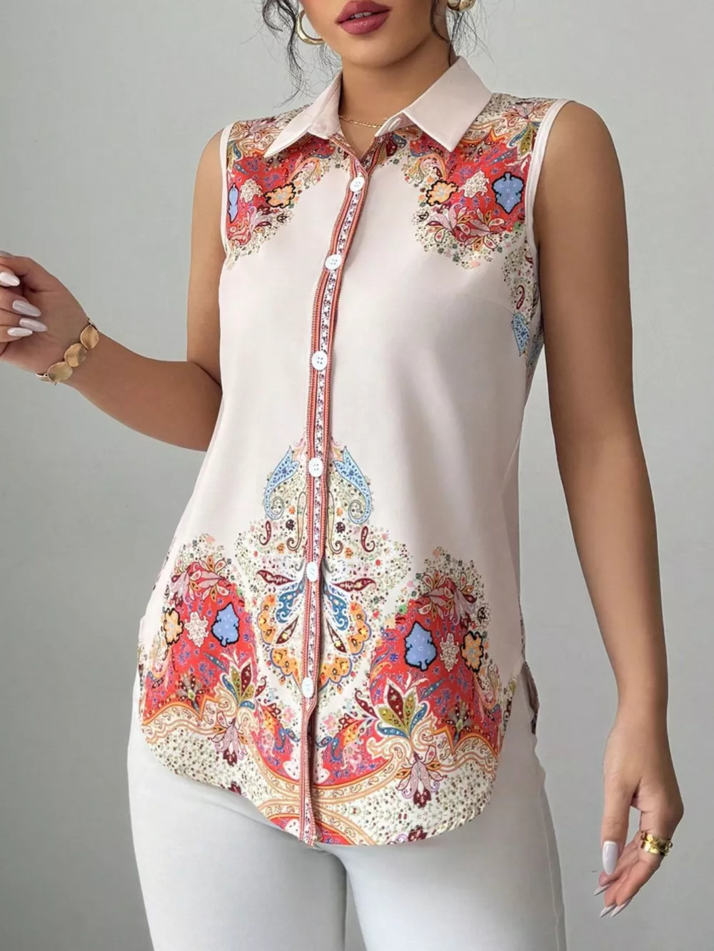 Button Up Sleeveless Shirt, image 3