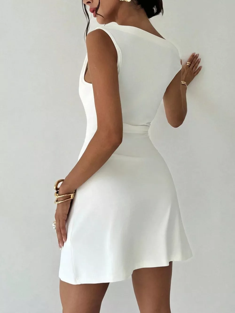 Elegant Off-Shoulder Draped Mini Dress, image 6