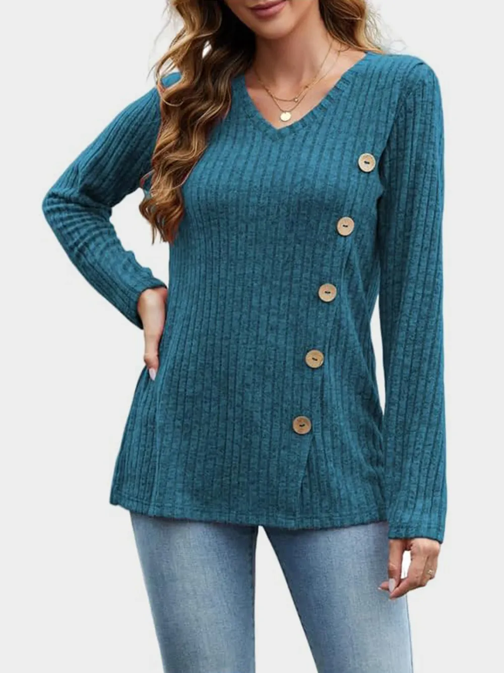 V-Neck Long Sleeve T-Shirt, image 23