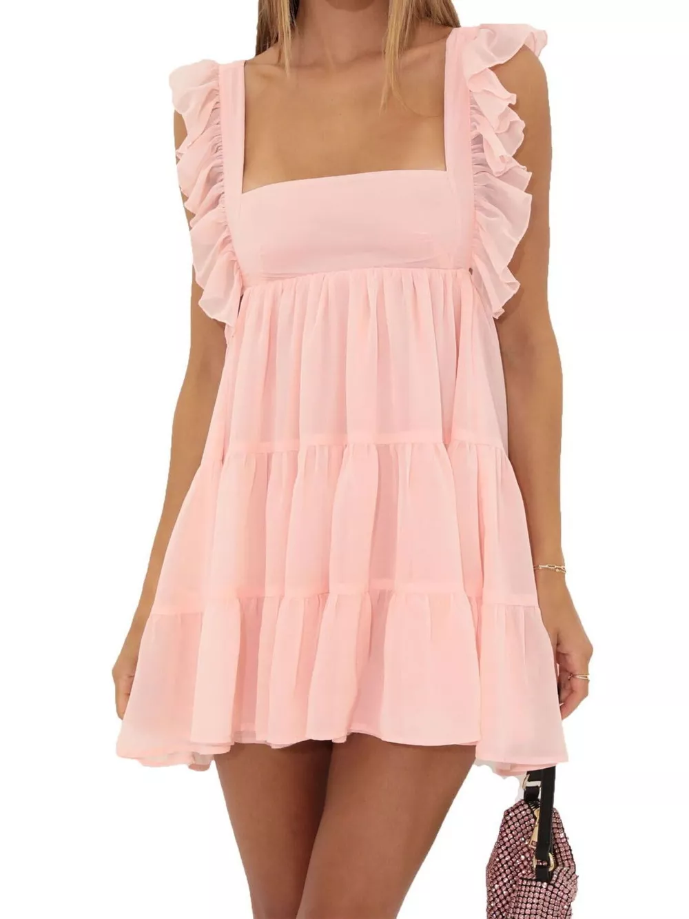 Ruffled Square Neck Tiered Dress, image 9