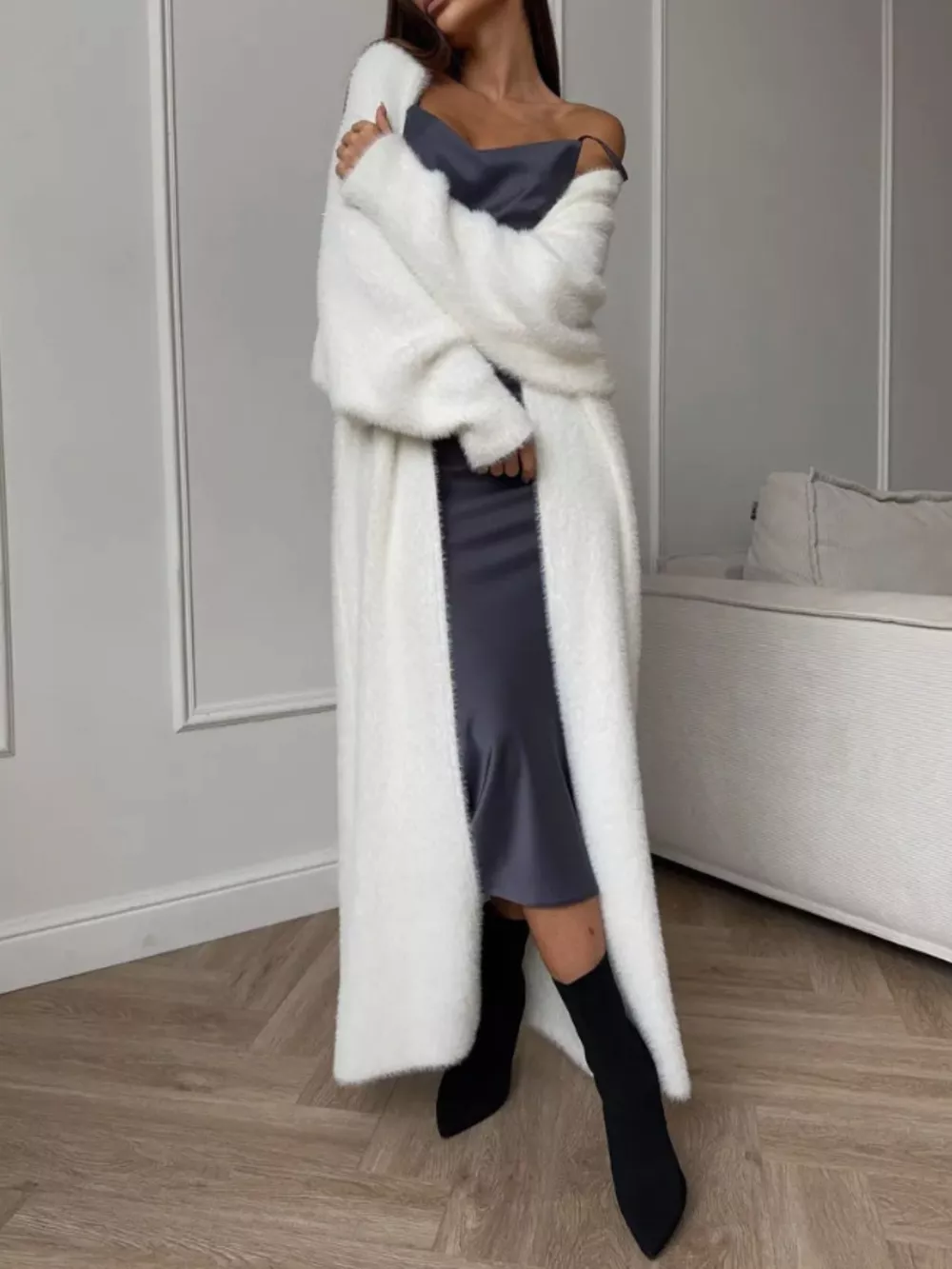 Fuzzy Open Front Longline Cardigan, image 13