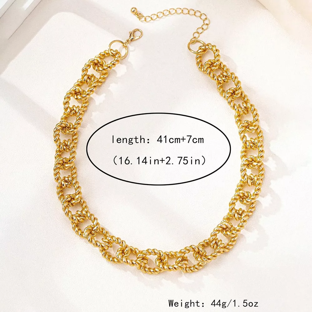 18K Gold-Plated Alloy Twisted Necklace, image 5