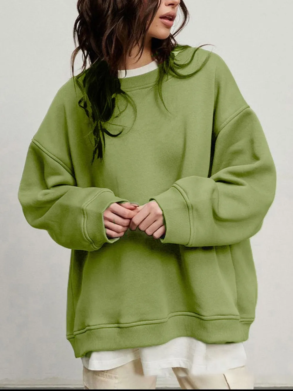Round Neck Dropped Shoulder Long Sleeve Sweatshirt, image 22