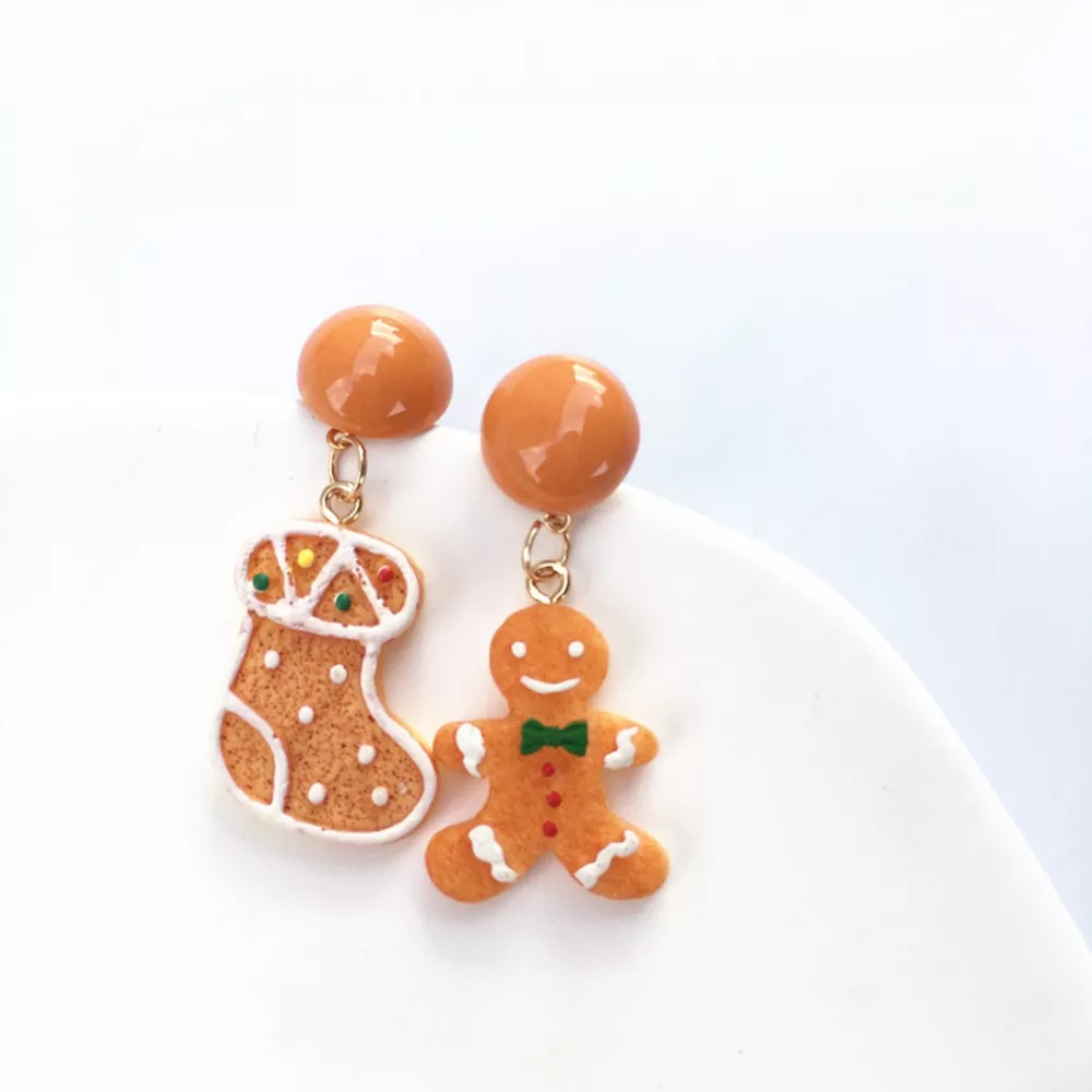 Christmas Gingerbread Man Drop Earrings, image 4