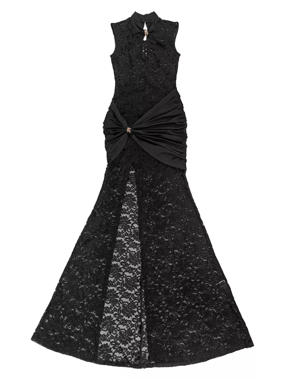 Lace Keyhole High-Slit Maxi Dress, image 6
