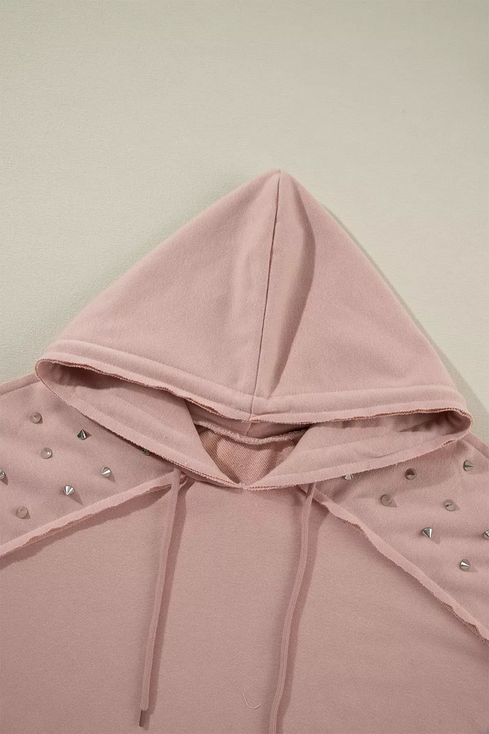Drawstring Studded Shoulder Hoodie, image 5