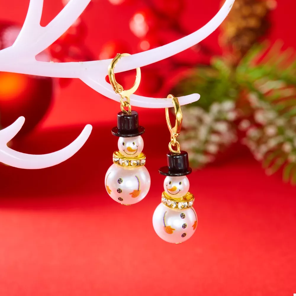 Christmas Snowman Drop Earrings, image 2