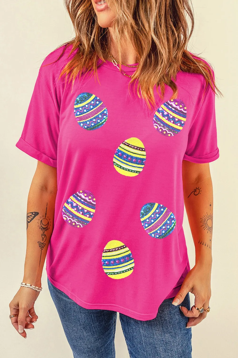 Sequin Easter Egg Short Sleeve T-Shirt, image 6