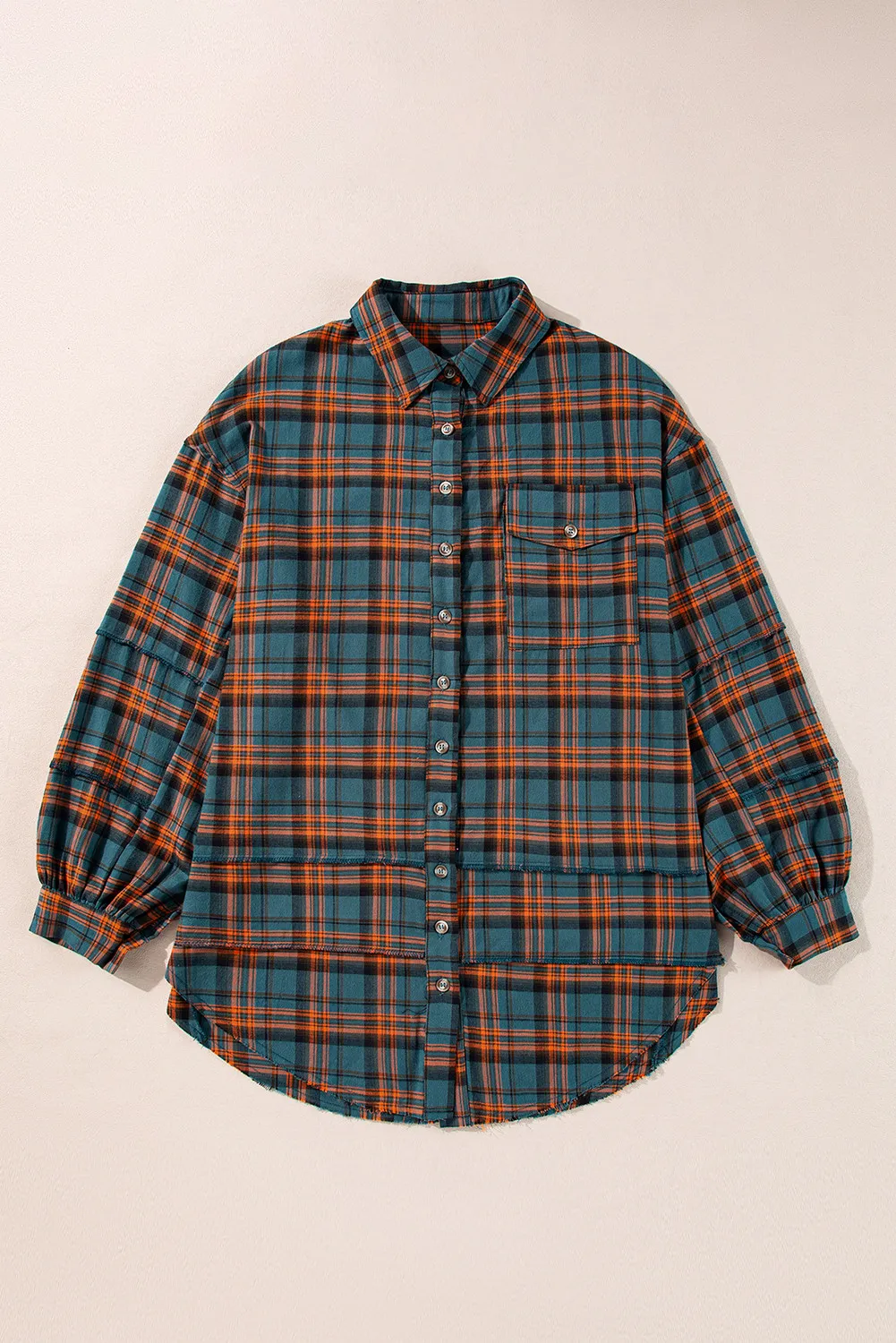 Plaid Collared Neck Long Sleeve Shirt, image 4