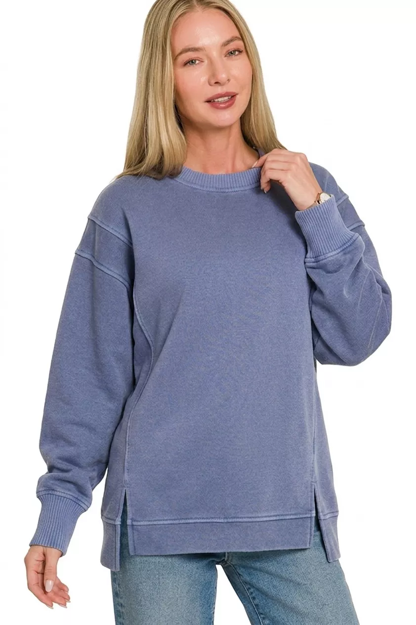 Pigment Dye Exposed-seam Fleece Sweatshirt, image 2