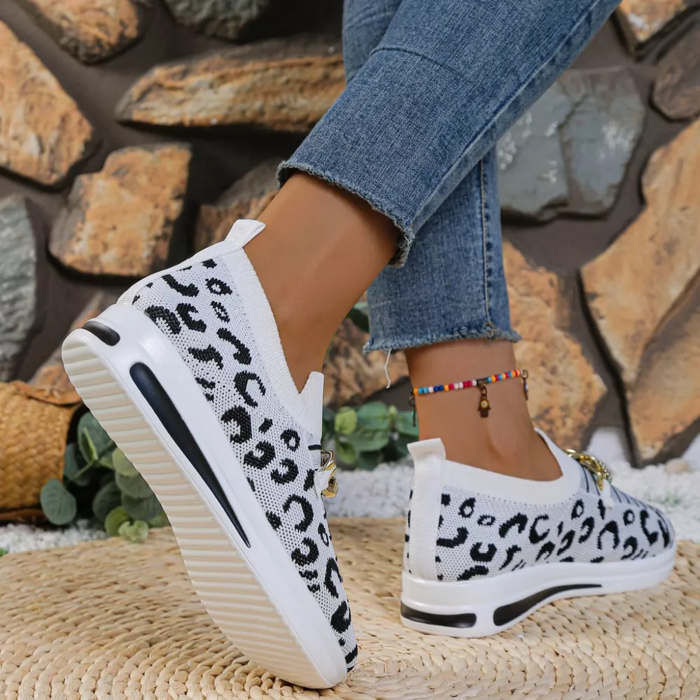 Leopard Round Toe Slip Ons, image 5