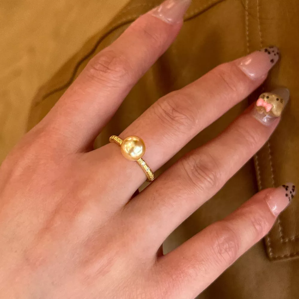 18K Gold-Plated Pearl Ring, image 3