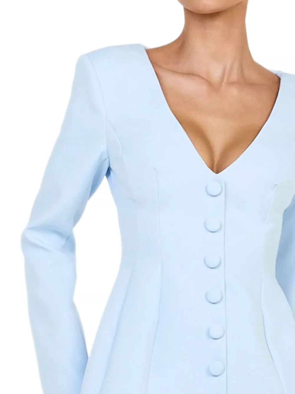 Deep V-Neck Button-Down Blazer Dress, image 12