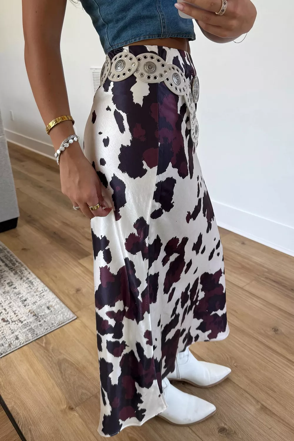 Abstract Print Western Long Metal Zip-Up Waist Daily Wear Skirt, image 2