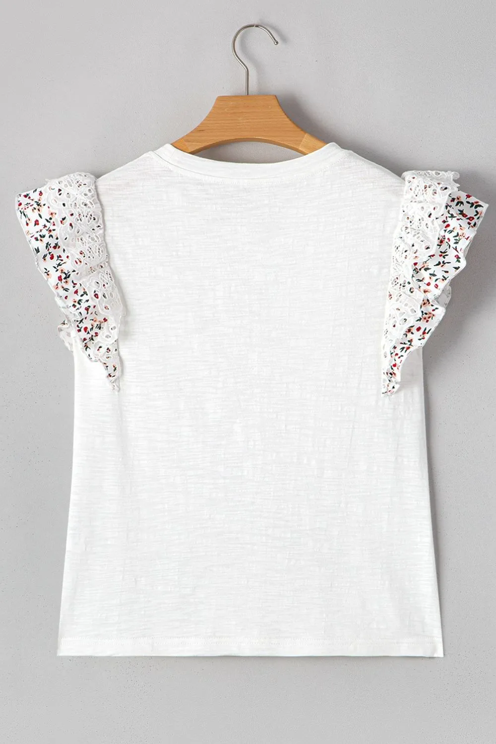 Floral Lace Eyelet Patched Butterfly Sleeve Blouse, image 8