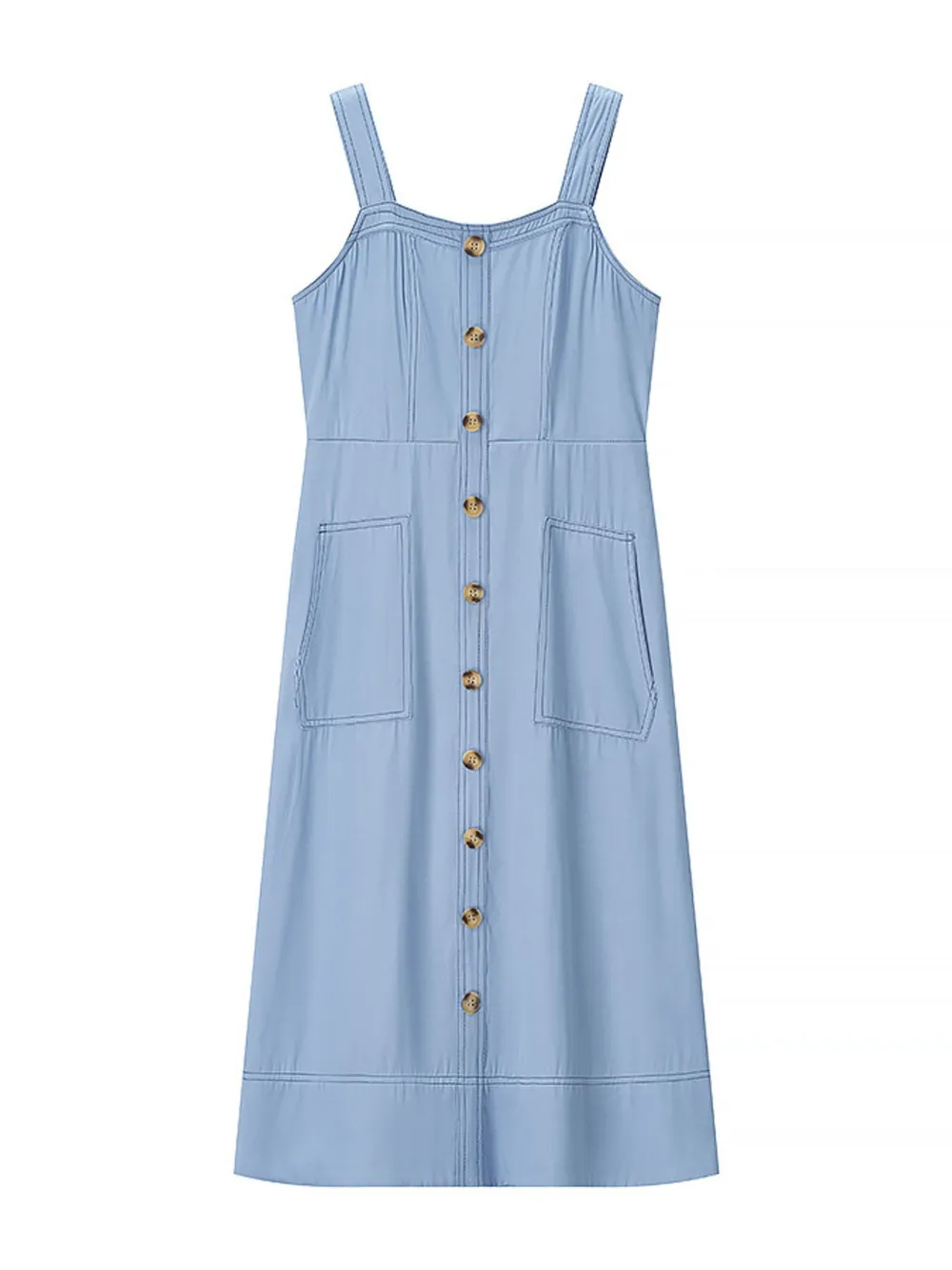 Wide Strap Sweetheart Neck Denim Dress, image 8
