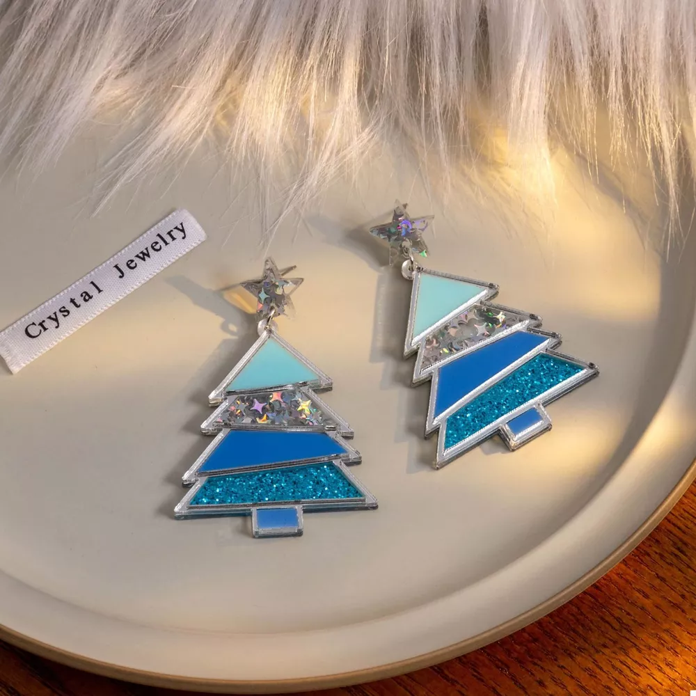 Christmas Tree Dangle Earrings, image 2