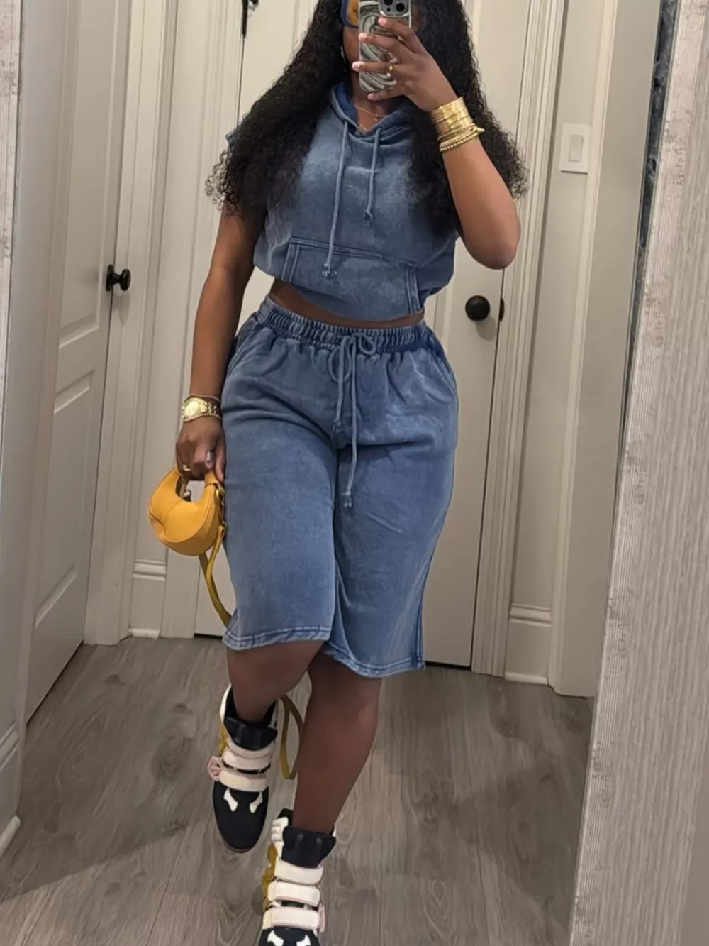 Hooded Crop Top and Shorts Set, image 5