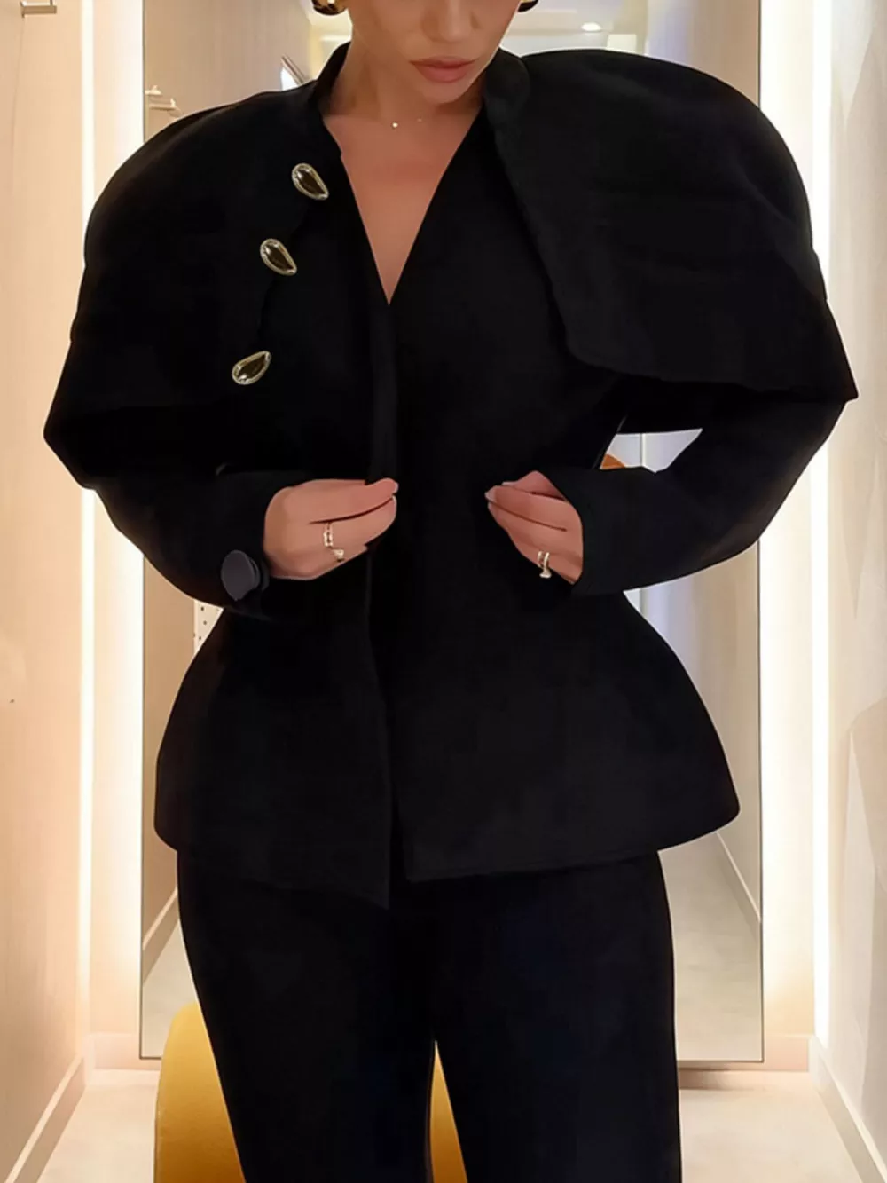 Cape-Style Button Up Outerwear, image 3
