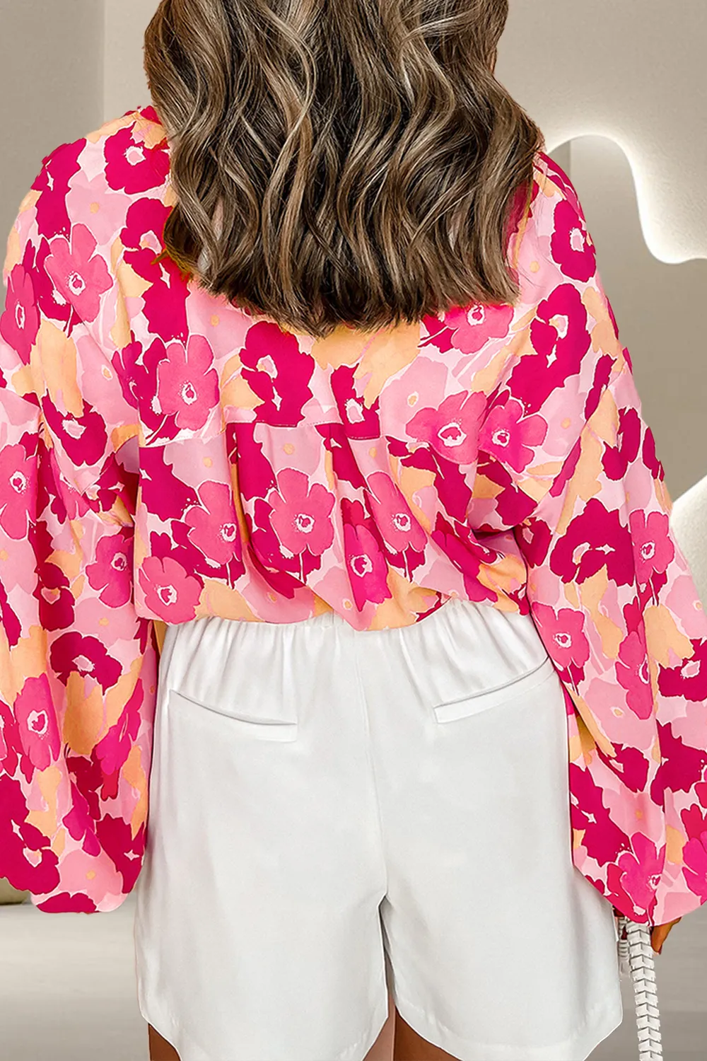 Printed Button Up Long Sleeve Blouse, image 2
