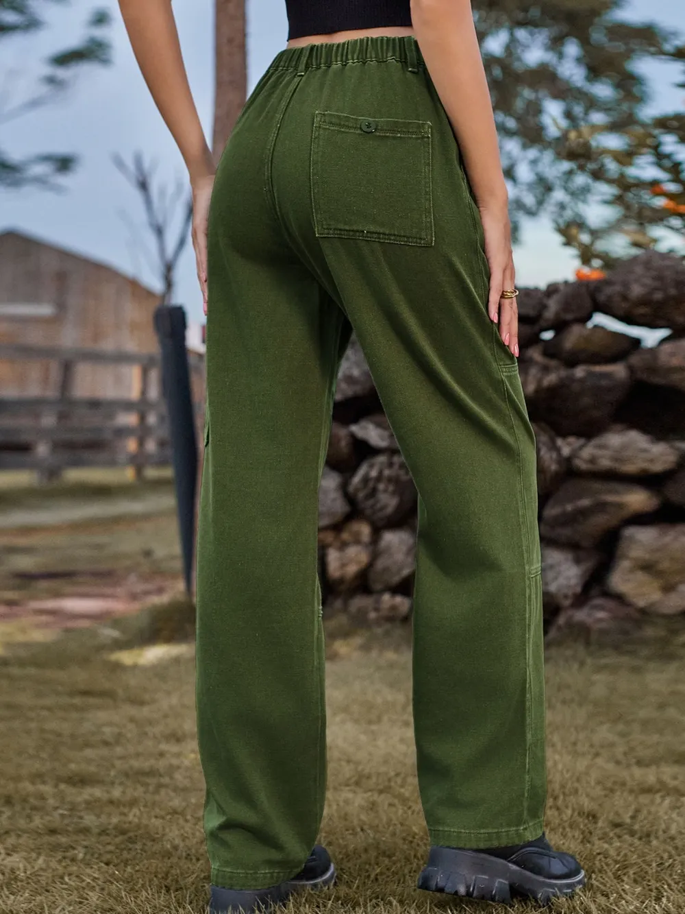 High Waist Cargo Straight Jeans, image 8