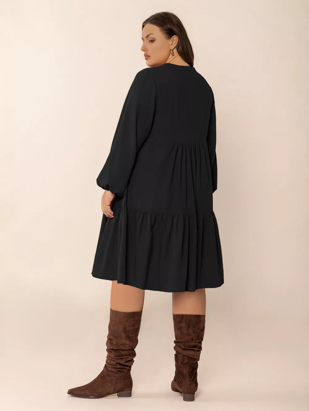 Plus Size Button Front Balloon Sleeve Dress, image 6