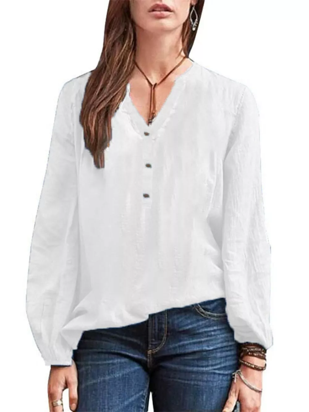 Full Size Notched Long Sleeve Blouse Plus Size, image 13