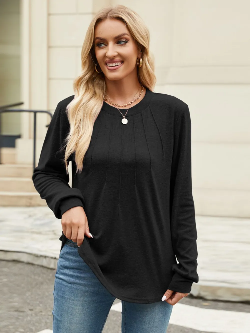 Round Neck Long Sleeve T-Shirt, image 15