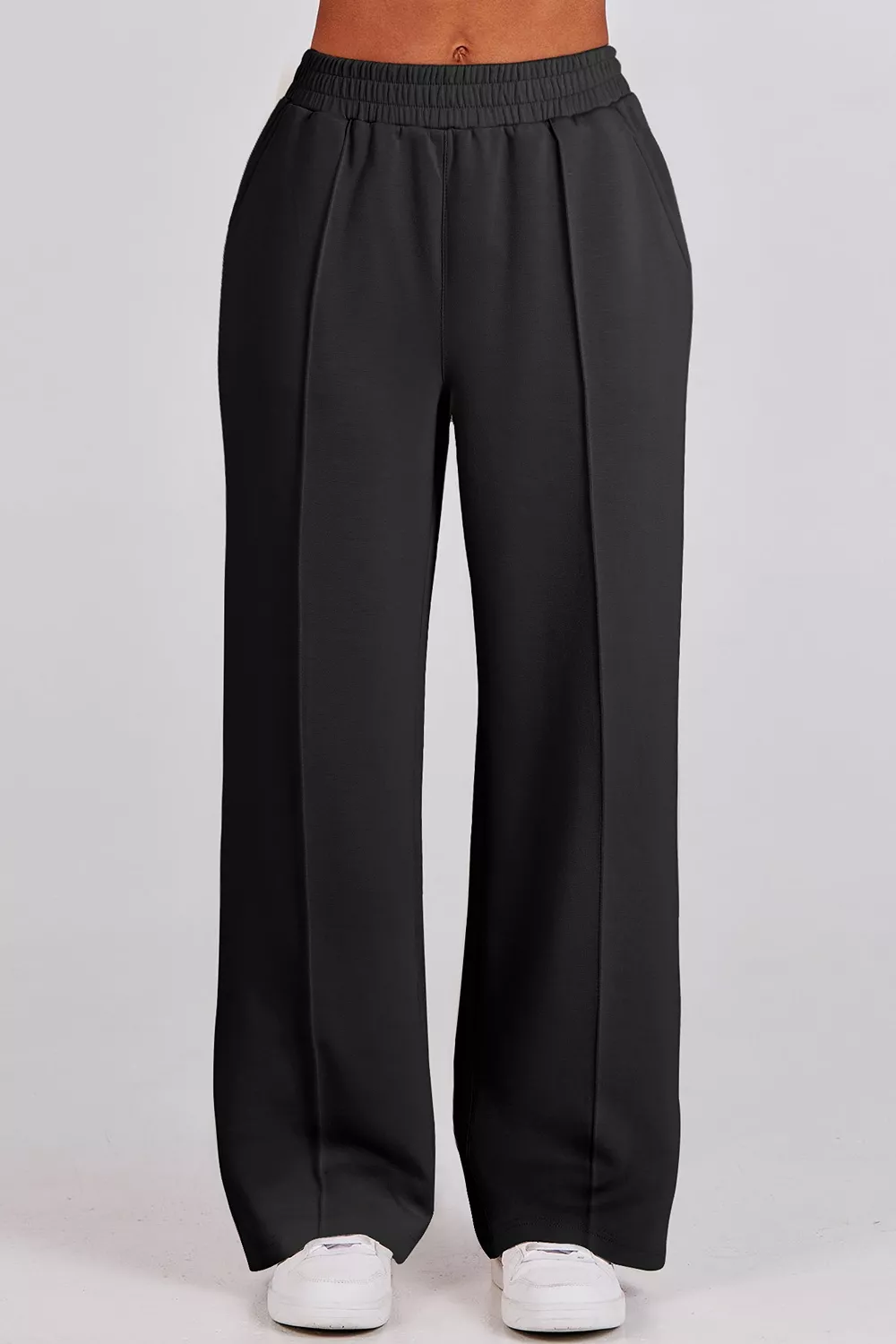 Solid Zip Sailor Collar Pullover Athleisure Sweatpants 2pcs Set, image 7