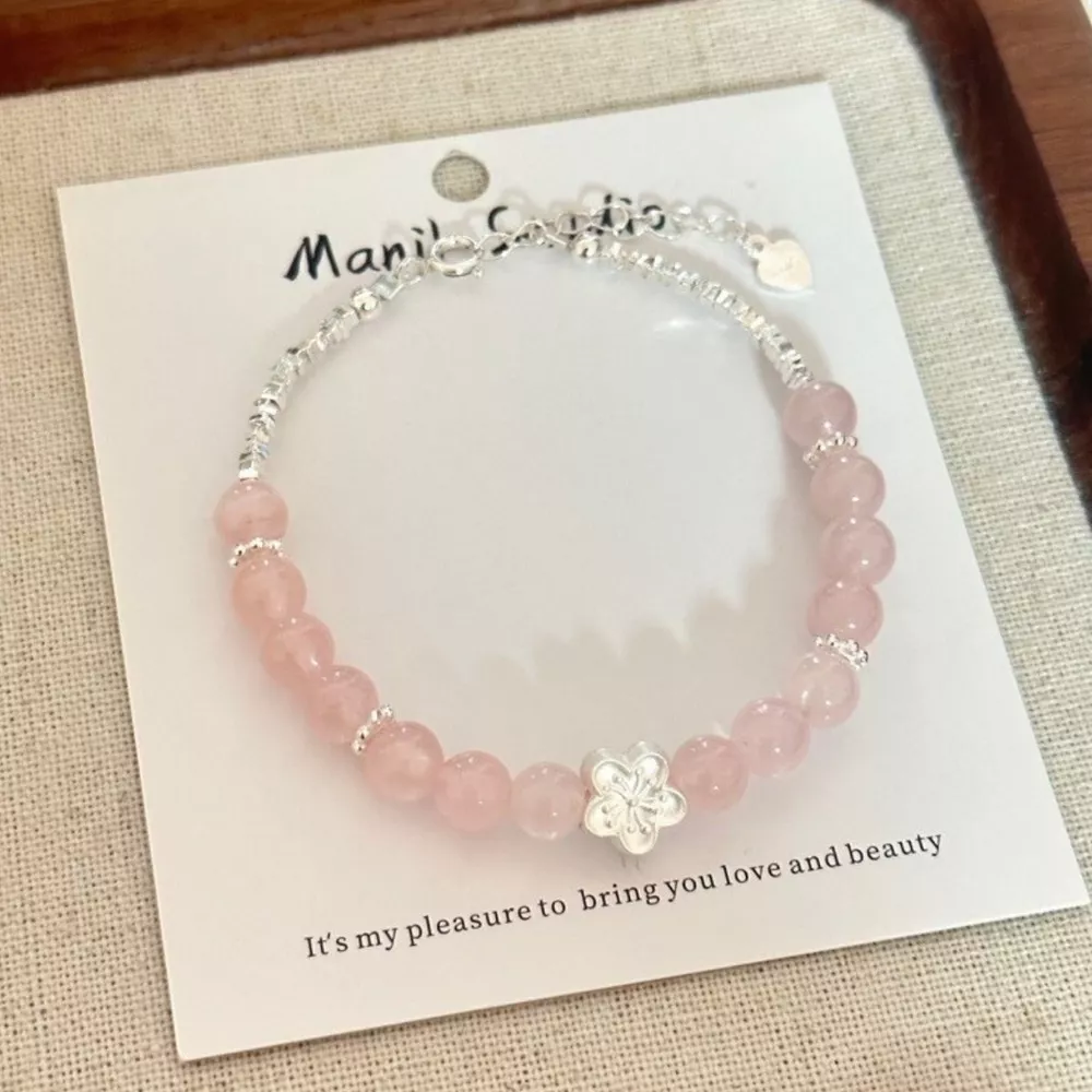 925 Sterling Silver Crystal Bead Flower Bracelet, image 3