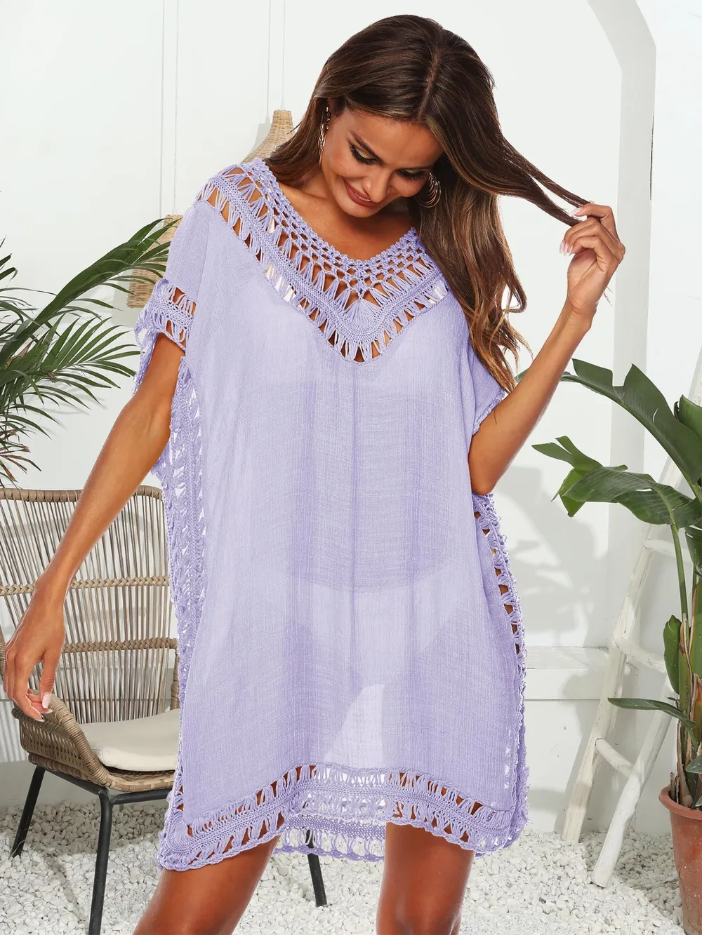 Cutout V-Neck Short Sleeve Cover-Up, image 7
