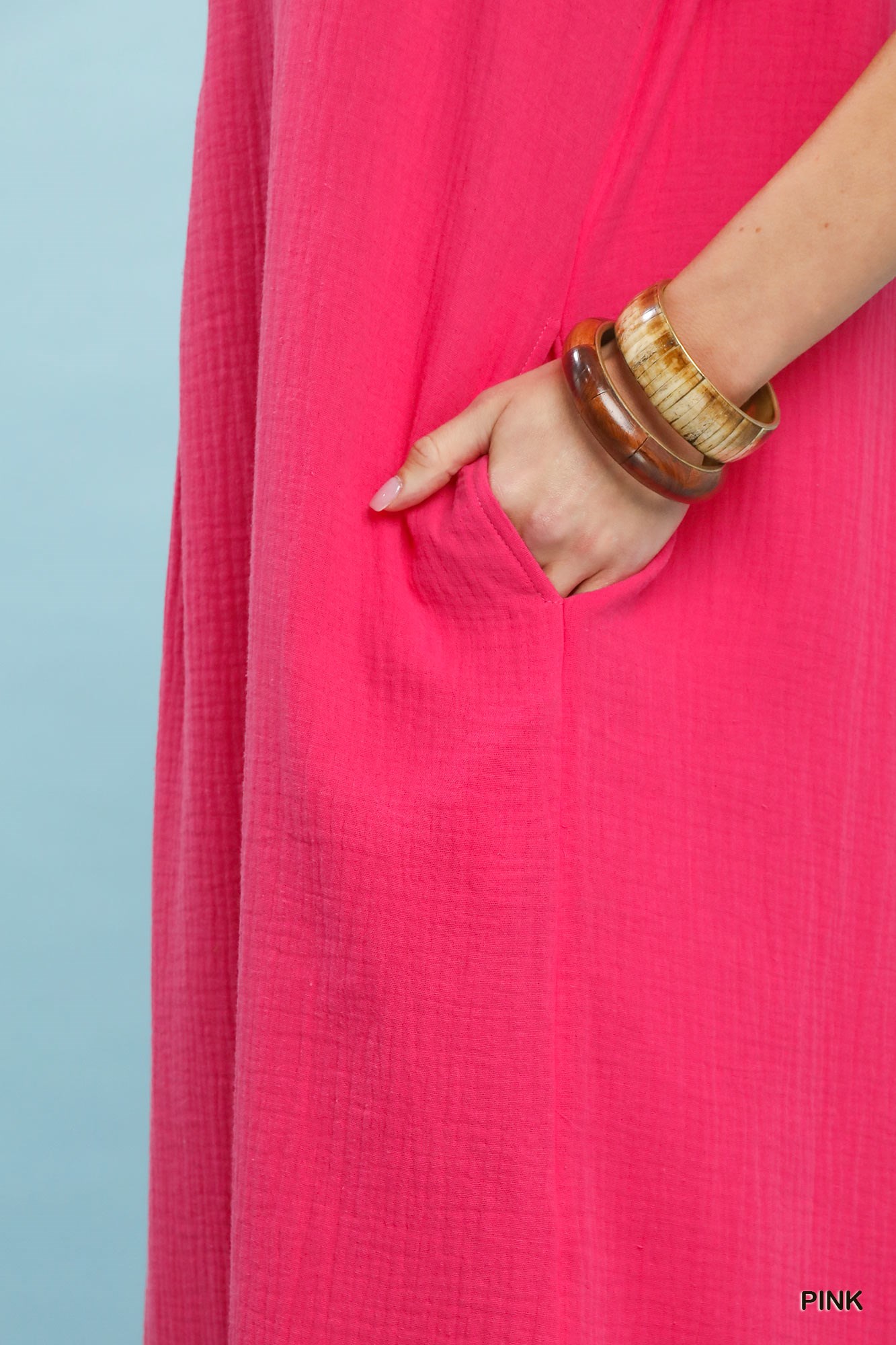 Button-Front Gauze Midi Dress with Lace Detail, image 5