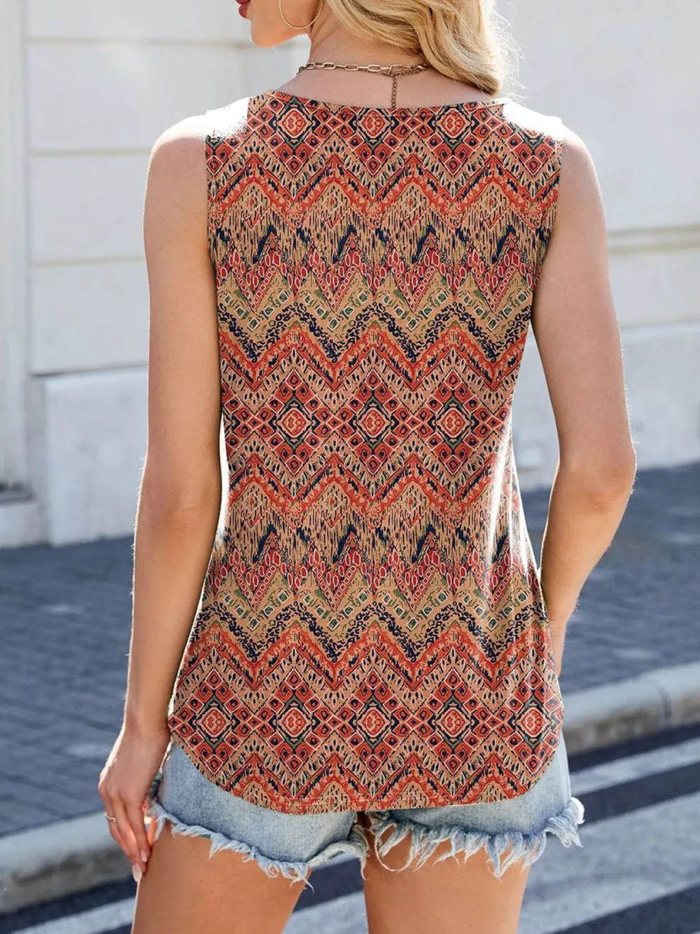 Printed Scoop Neck Wide Strap Tank, image 15