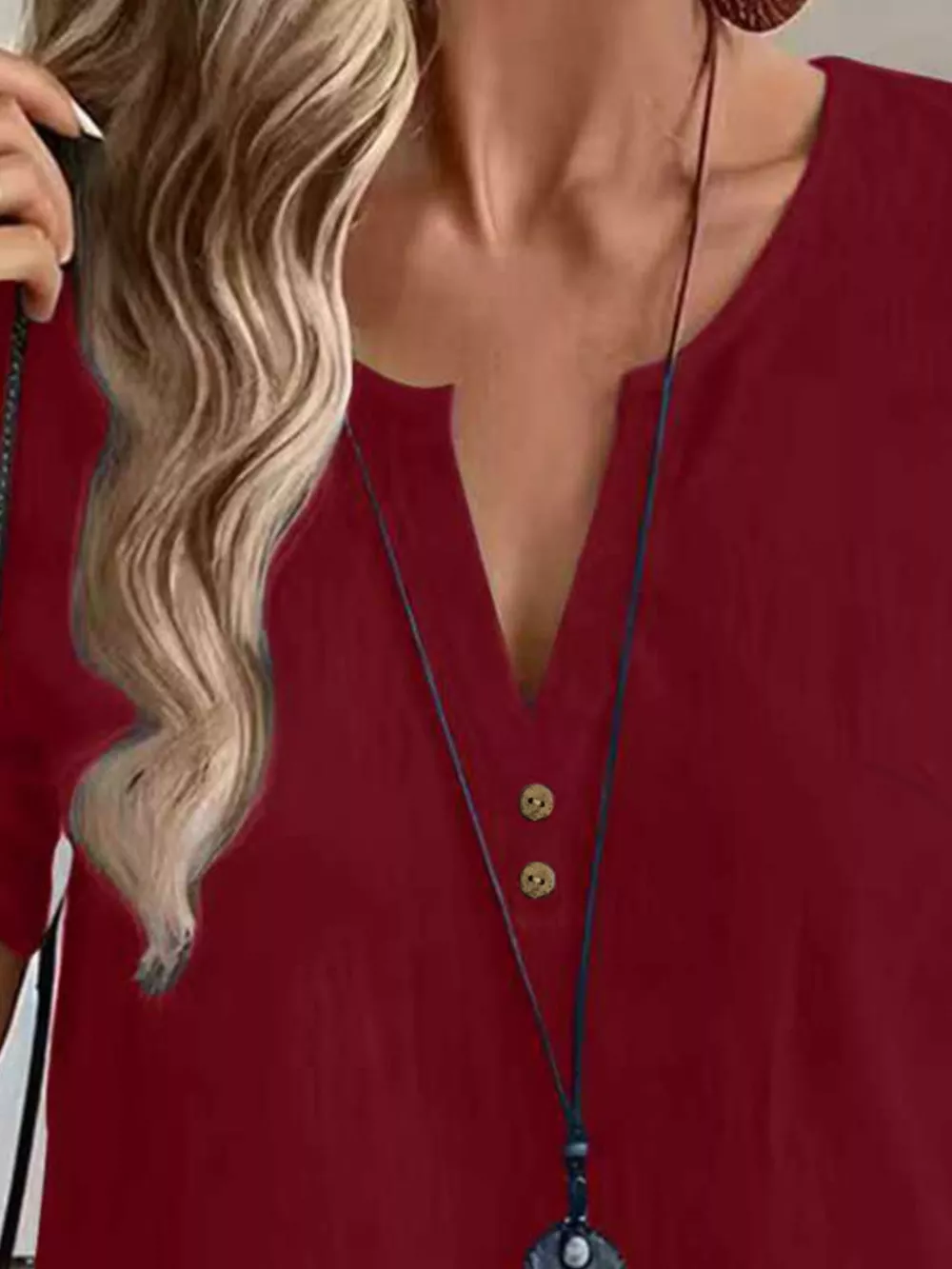 Notched Short Sleeve Blouse, image 8