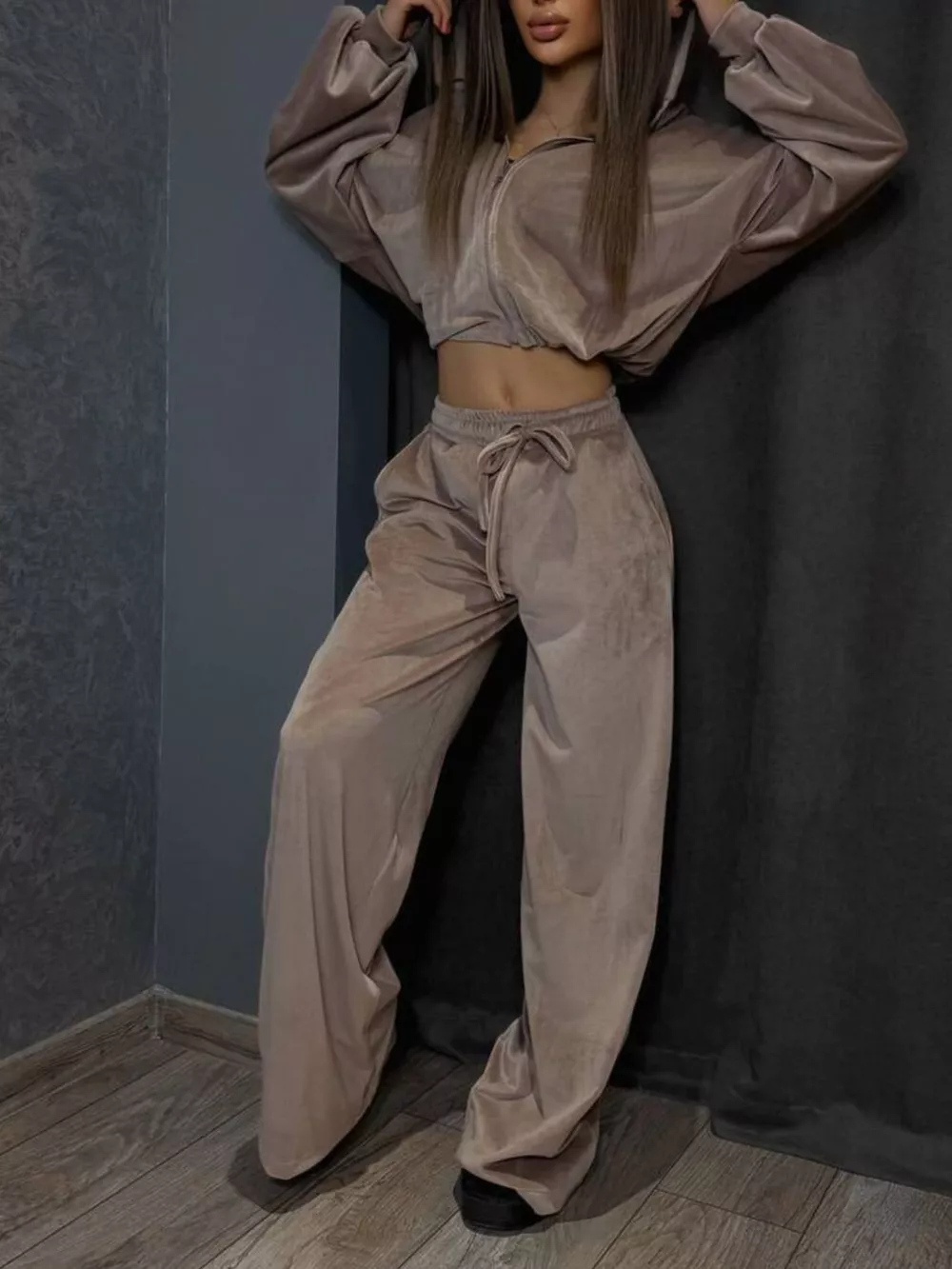 Zip Up Hoodie and Wide-Leg Pants Set, image 10