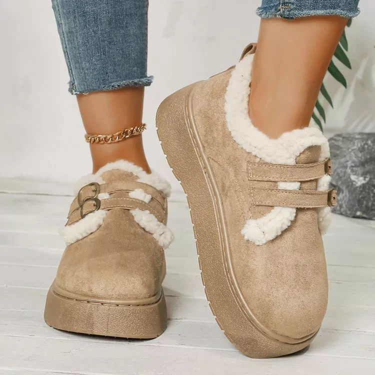 Buckle Strap Faux Fur Trim Platform Boots, image 7