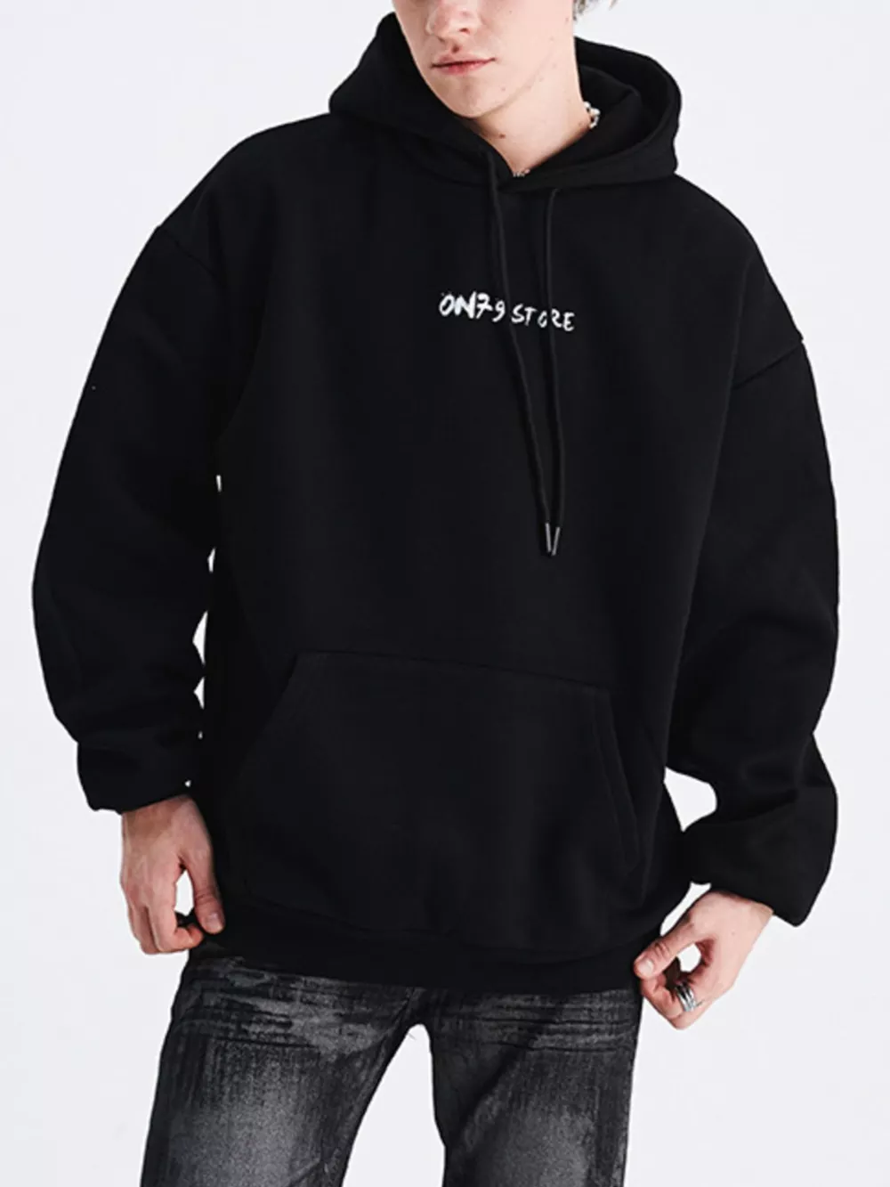 Men's Drop Shoulder Drawstring Hoodie, image 3