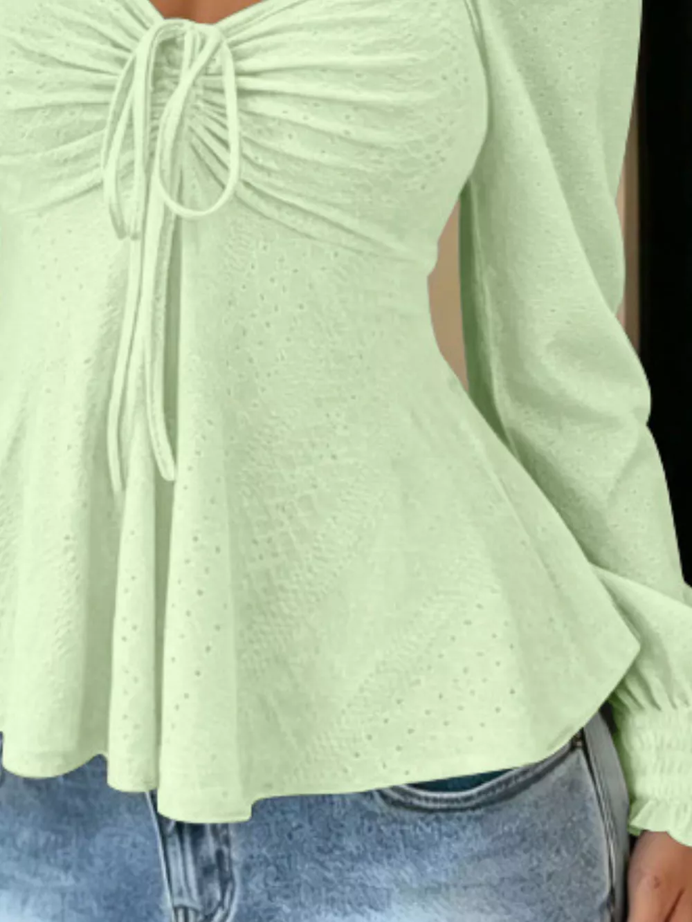 Ruched Sweetheart Neck Long Sleeve Top, image 15