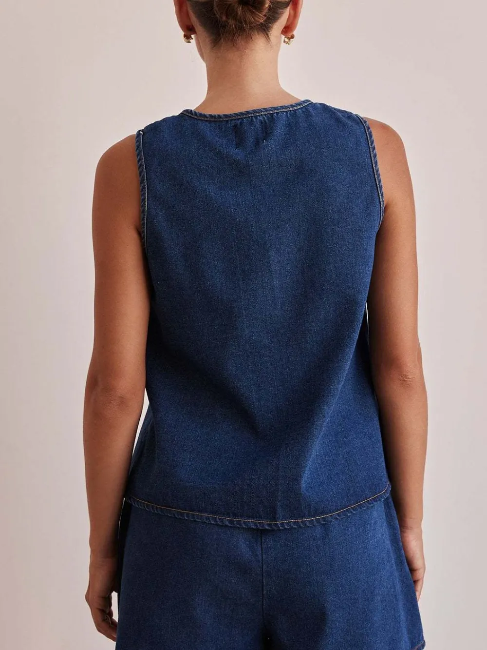 Tie Front Denim Vest, image 6