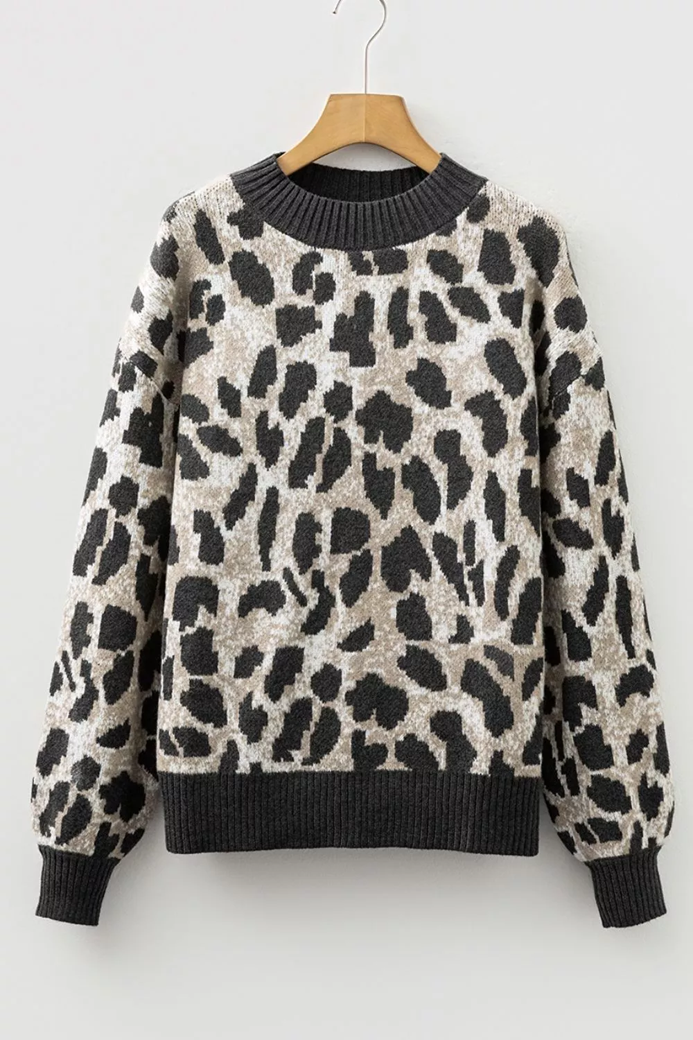 Leopard Drop Shoulder Baggy Sweater, image 8