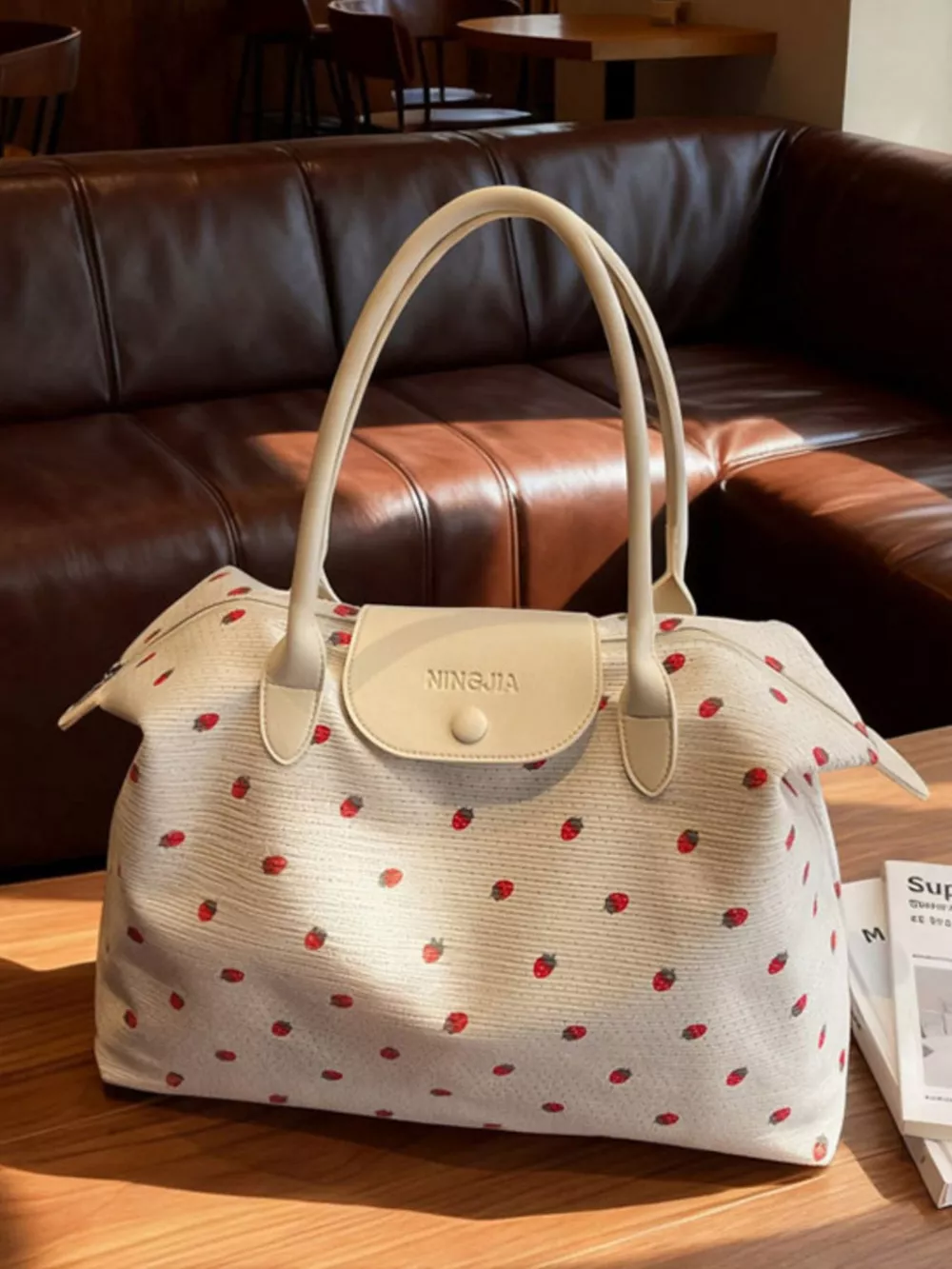 Strawberry Print Travel Bag, image 2