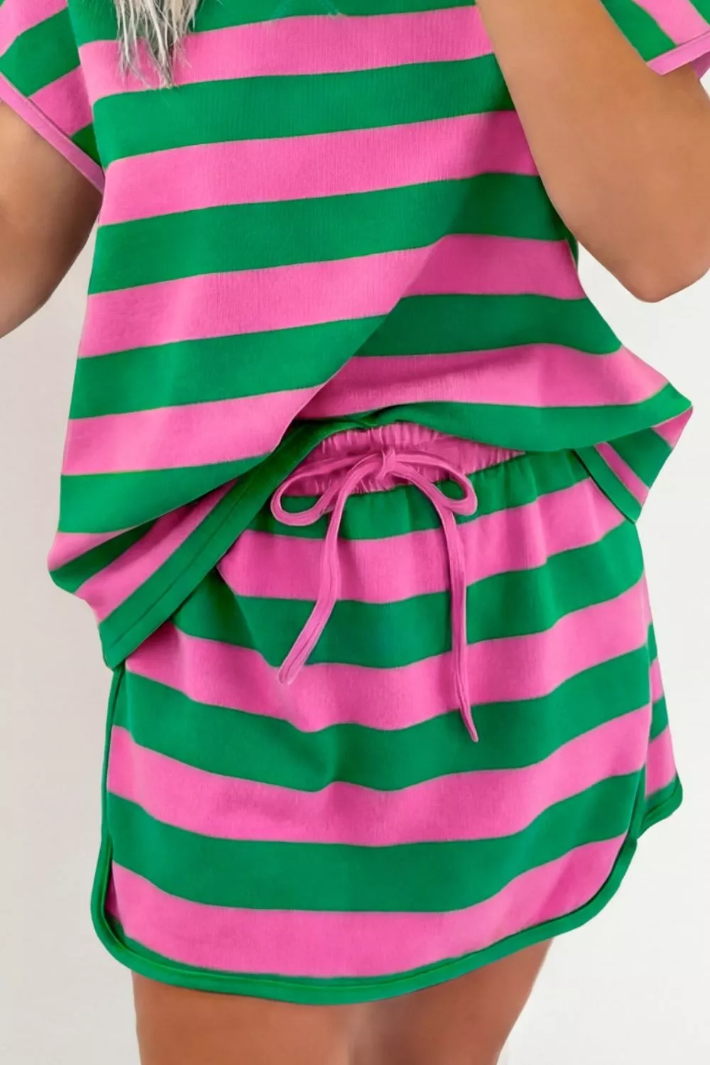 Striped Casual Tee and Skirt Two-Piece Set, image 3