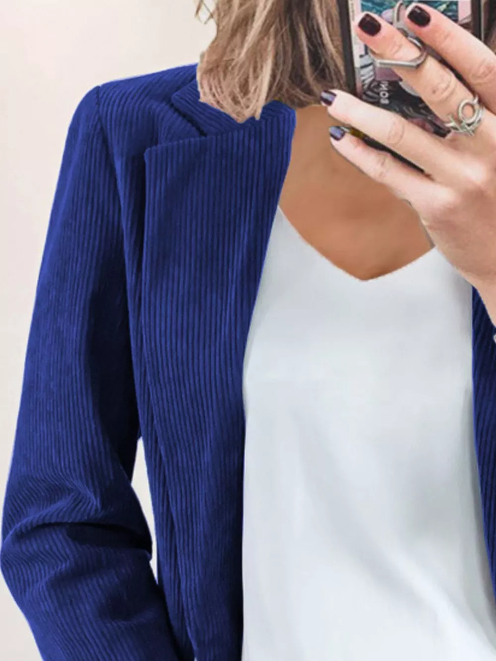 Corduroy Lapel Collar Casual Blazer, image 12
