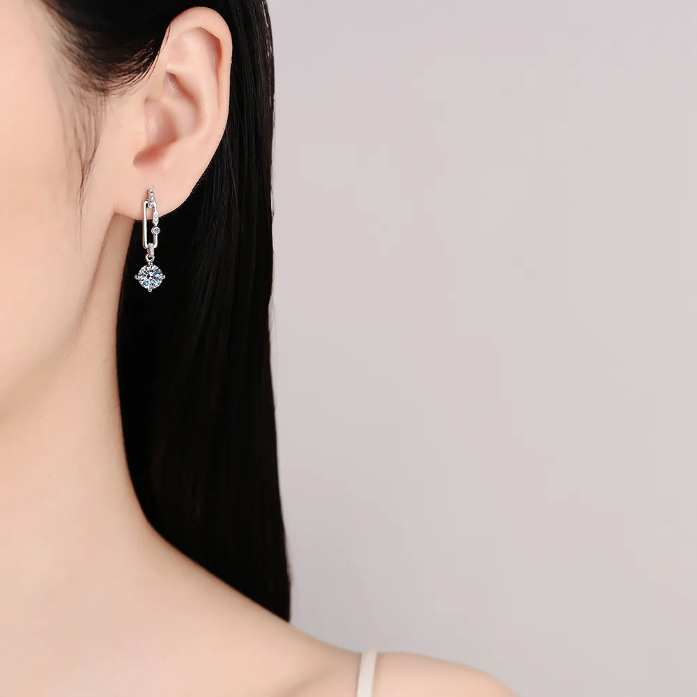 2 Carat Moissanite 925 Sterling Silver Earrings, image 2