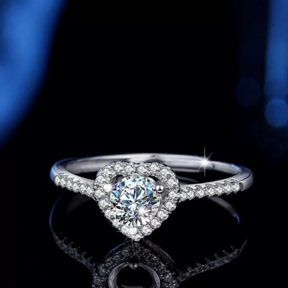 1 Carat Moissanite 925 Sterling Silver Heart Ring, image 3