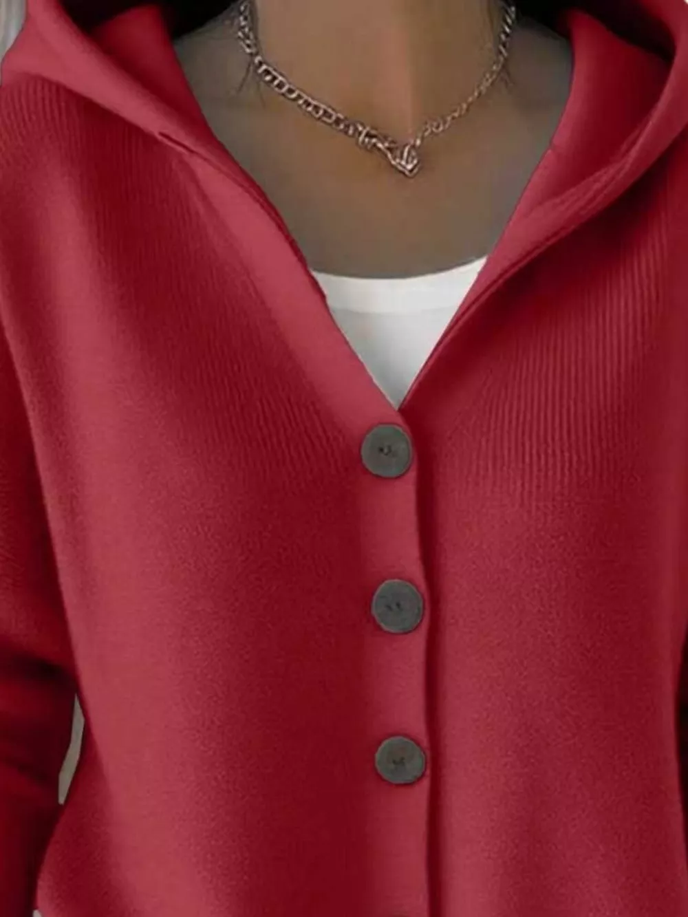 Full Size Hooded Button-Front Soft Knit Cardigan Plus Size, image 13