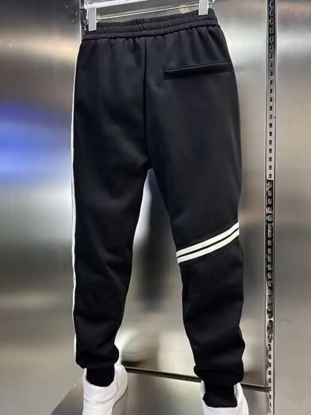 Men's Plus Size Drawstring Striped Joggers, image 4