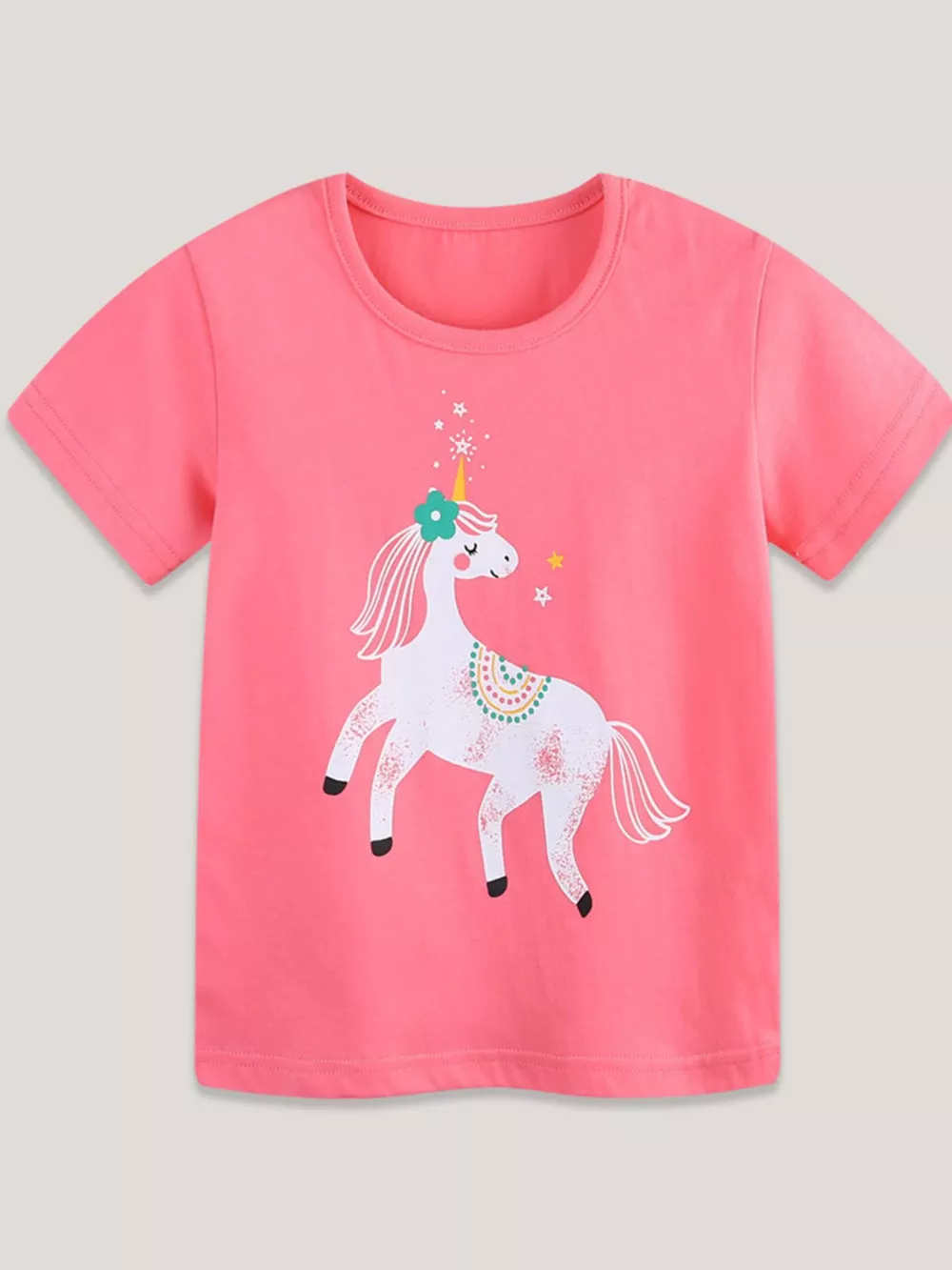 Children's Cute Unicorn Graphic Short Sleeve T-Shirt