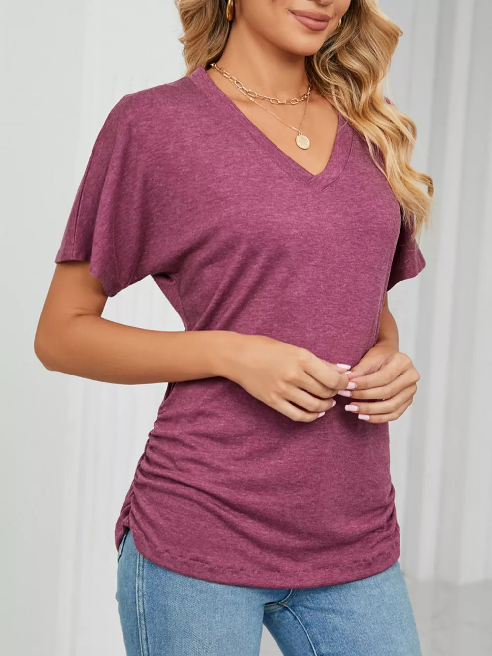 Casual V-Neck Short Sleeve T-Shirt, image 11